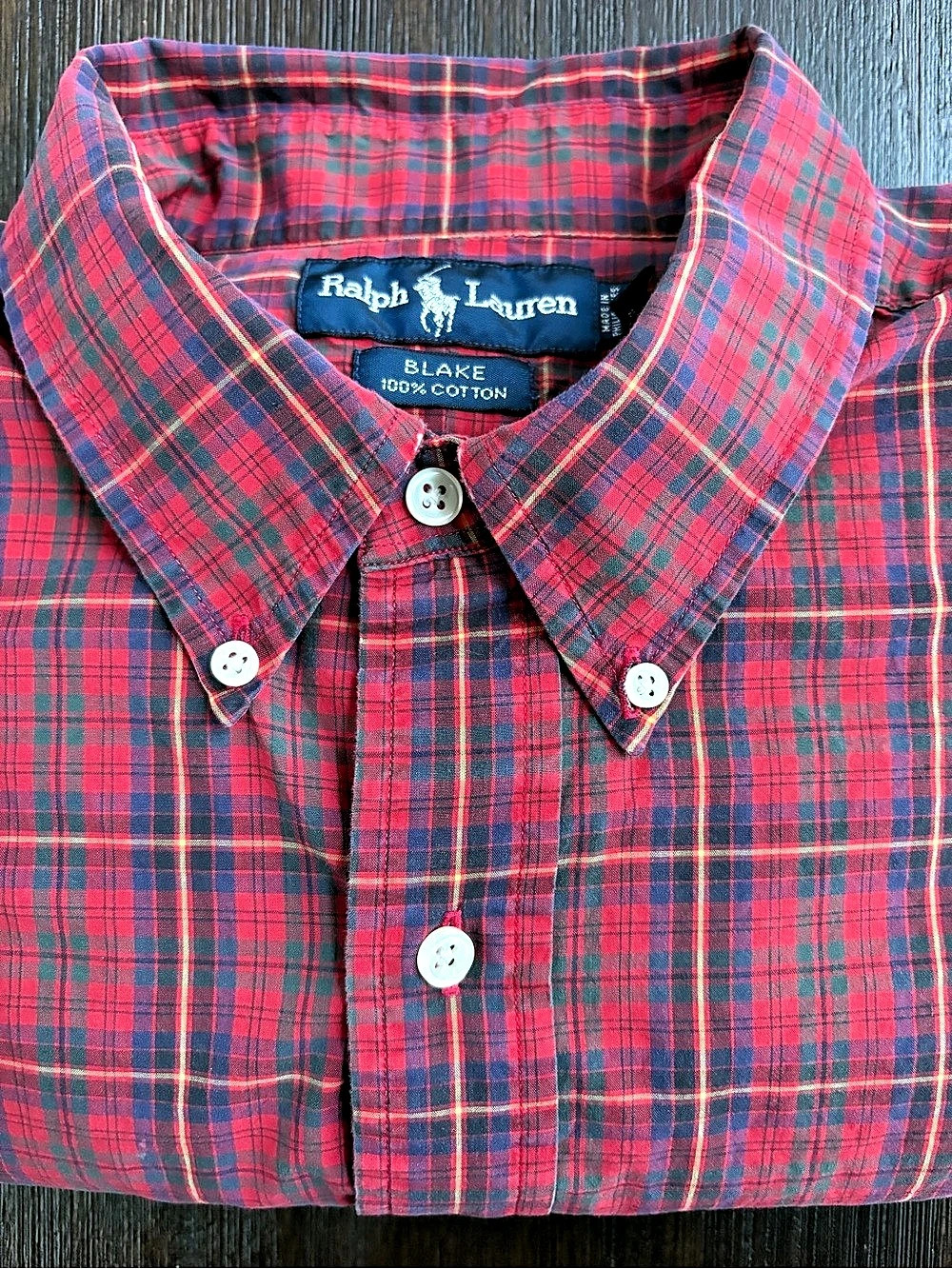 Ralph Lauren Blake Plaid Button-Down Shirt Plaid Cotton Button Down Shirt XL